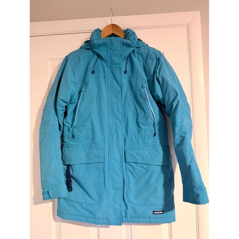 Lands' End Women's/Teen Aqua Blue Hooded Ski Jacket